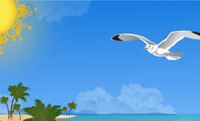Summer Beach with seagulls Summer Beach with seagulls