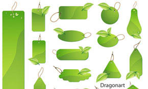 Green Leaf Labels Vector